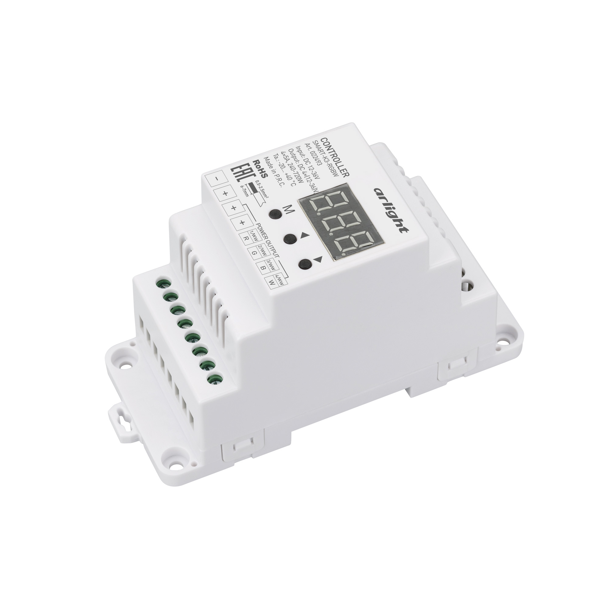 Фото товара Контроллер SMART-K3-RGBW (12-36V, 4x5A, DIN, 2.4G) 022493