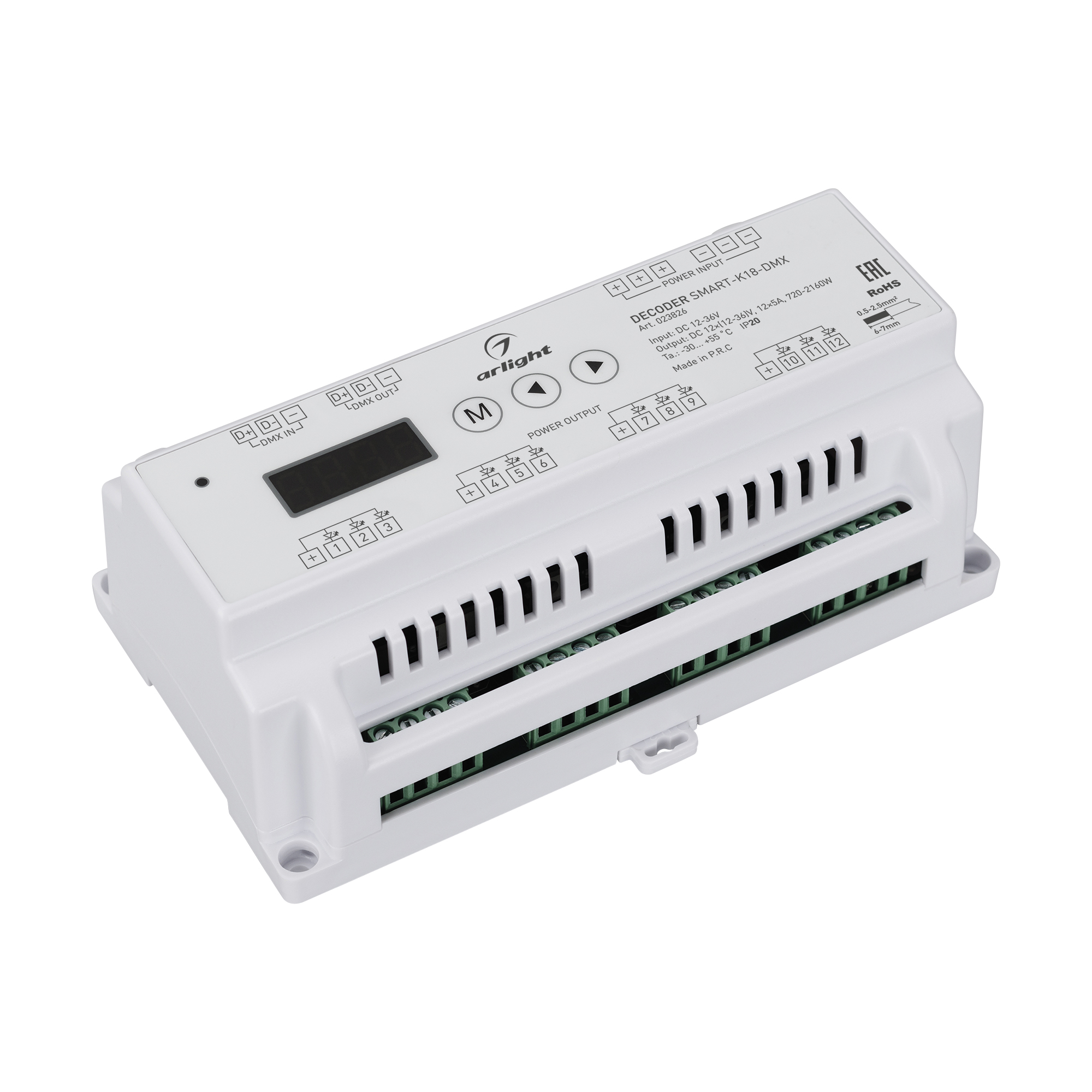 Фото товара Декодер SMART-K18-DMX (12-36V, 12x5A) 023826