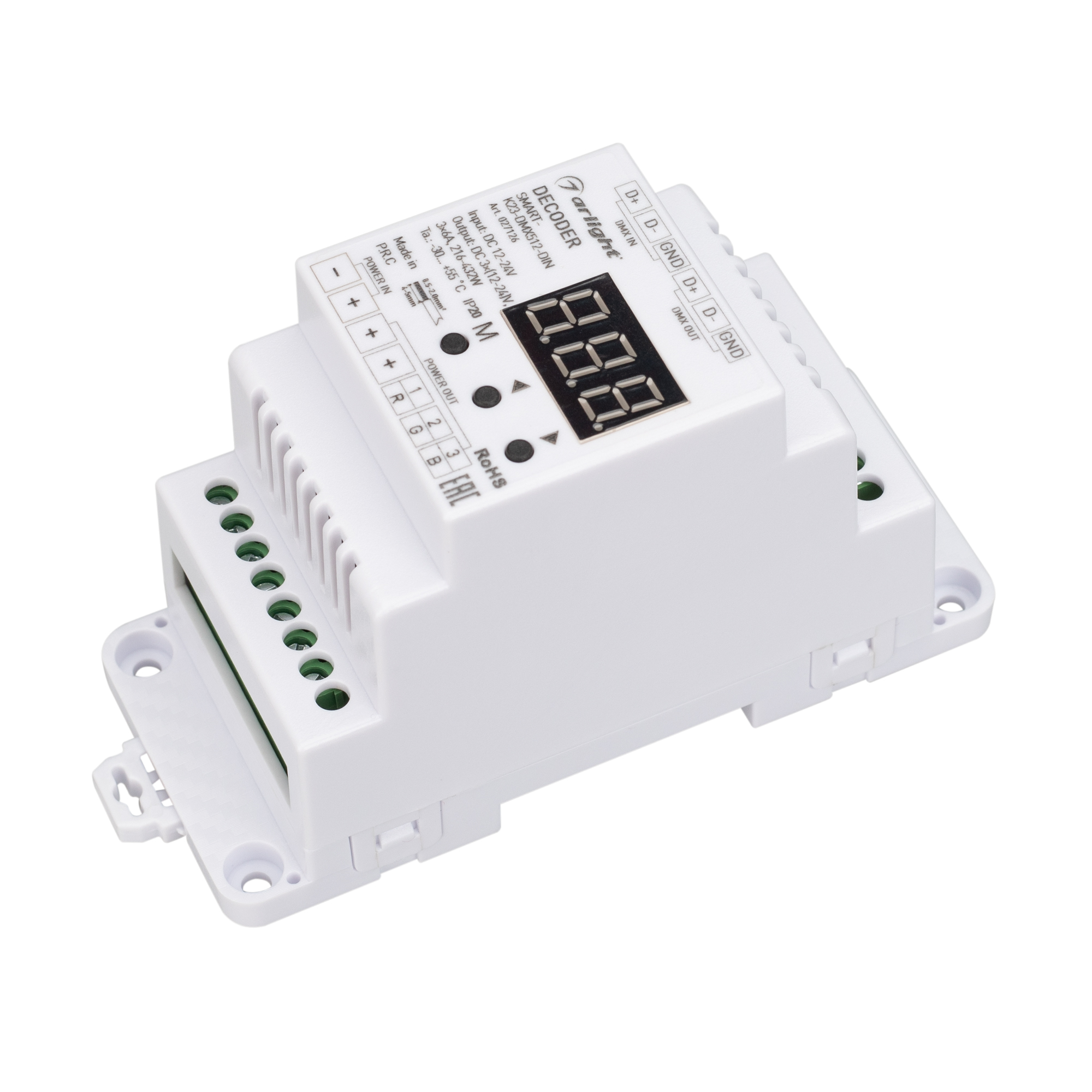 Фото товара Декодер SMART-K23-DMX512-DIN (12-24V, 3x6A) 027126