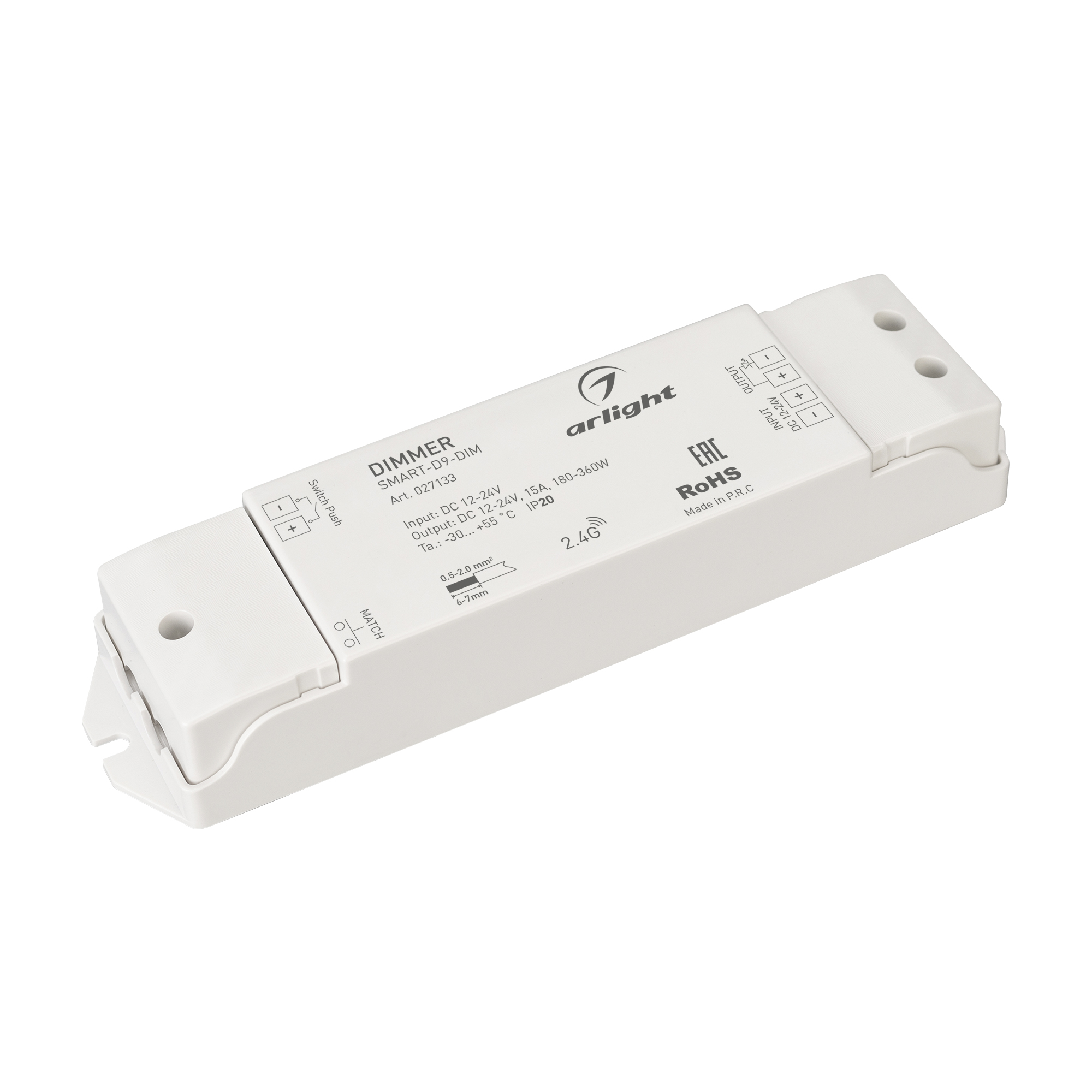 Фото товара Диммер SMART-D9-DIM (12-24V, 1x15A, 2.4G) 027133