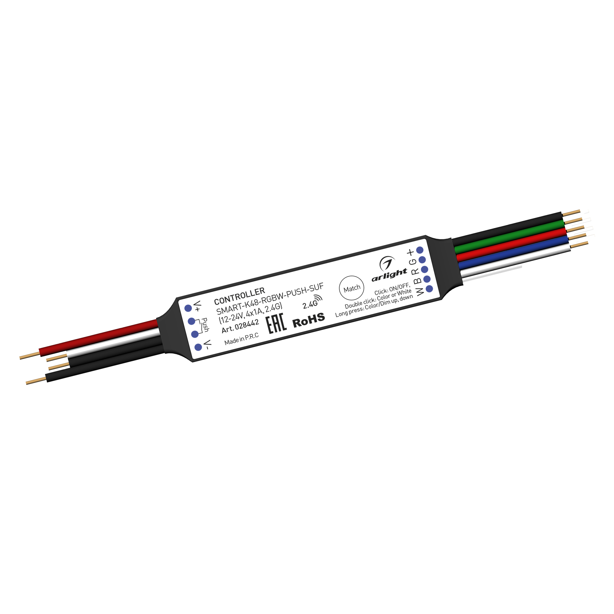 Фото товара Контроллер SMART-K48-RGBW-PUSH-SUF (12-24V, 4x1A, 2.4G) 028442