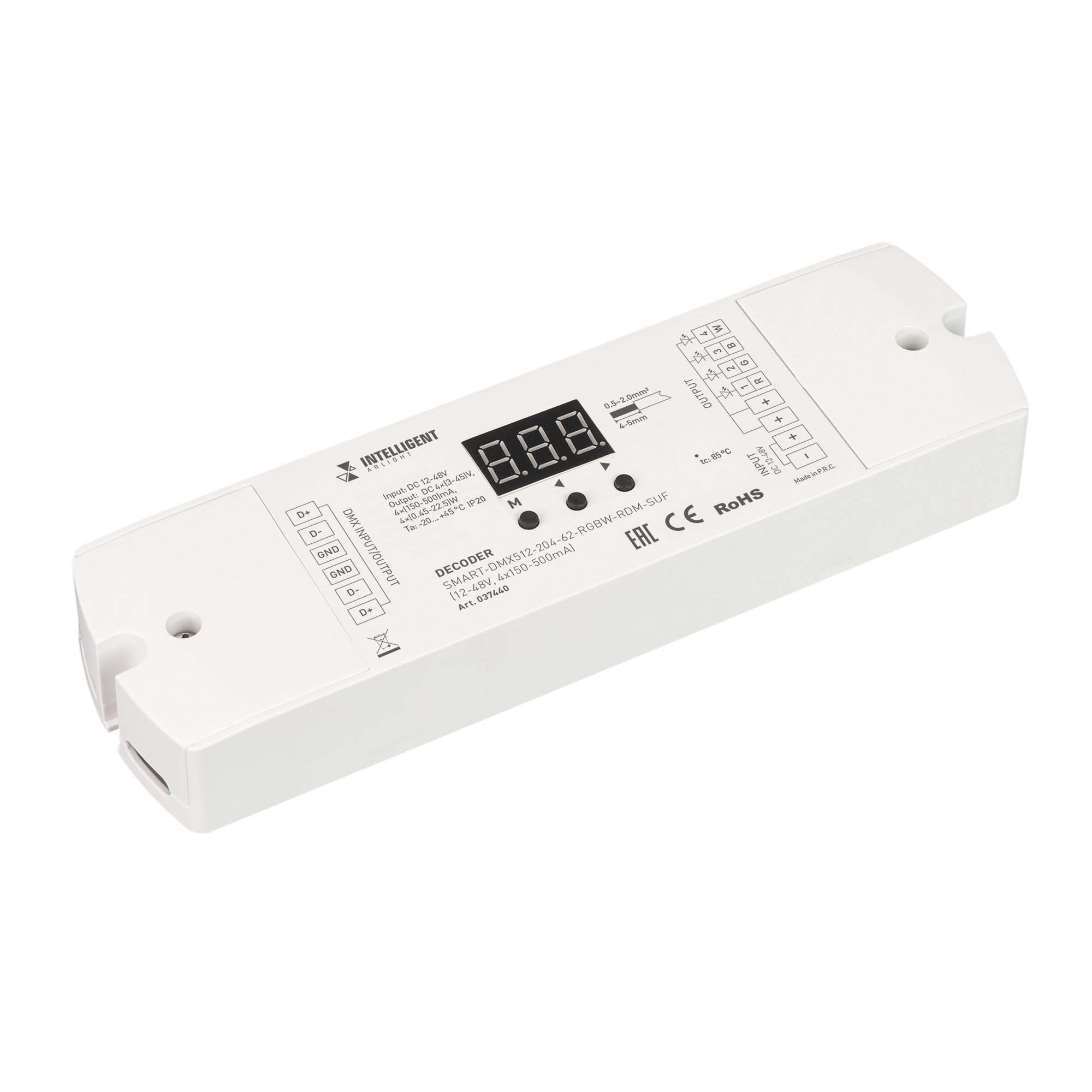 INTELLIGENT ARLIGHT Декодер SMART-DMX512-204-62-RGBW-RDM-SUF (12-48V, 4x150-500mA) 037440