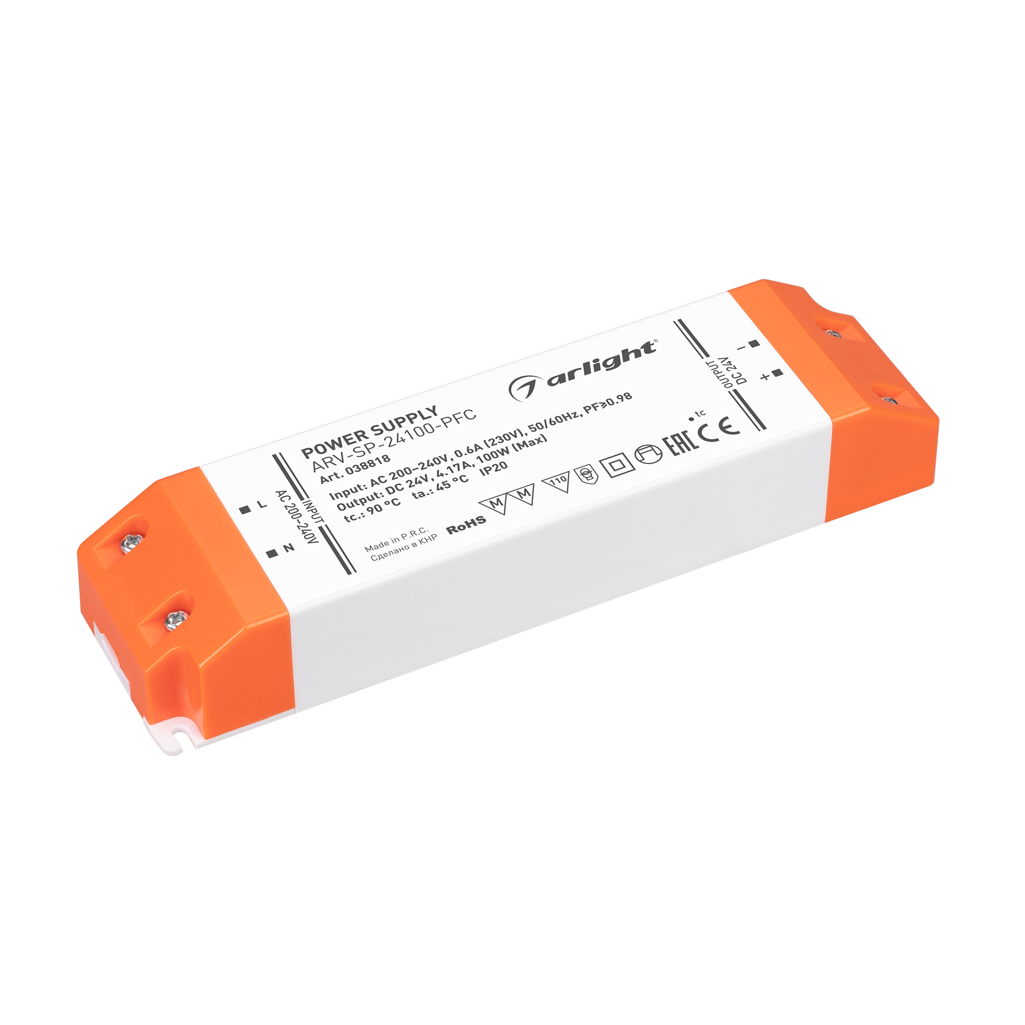 Фото товара Блок питания ARV-SP-24100-PFC (24V, 4.17A, 100W) 038818