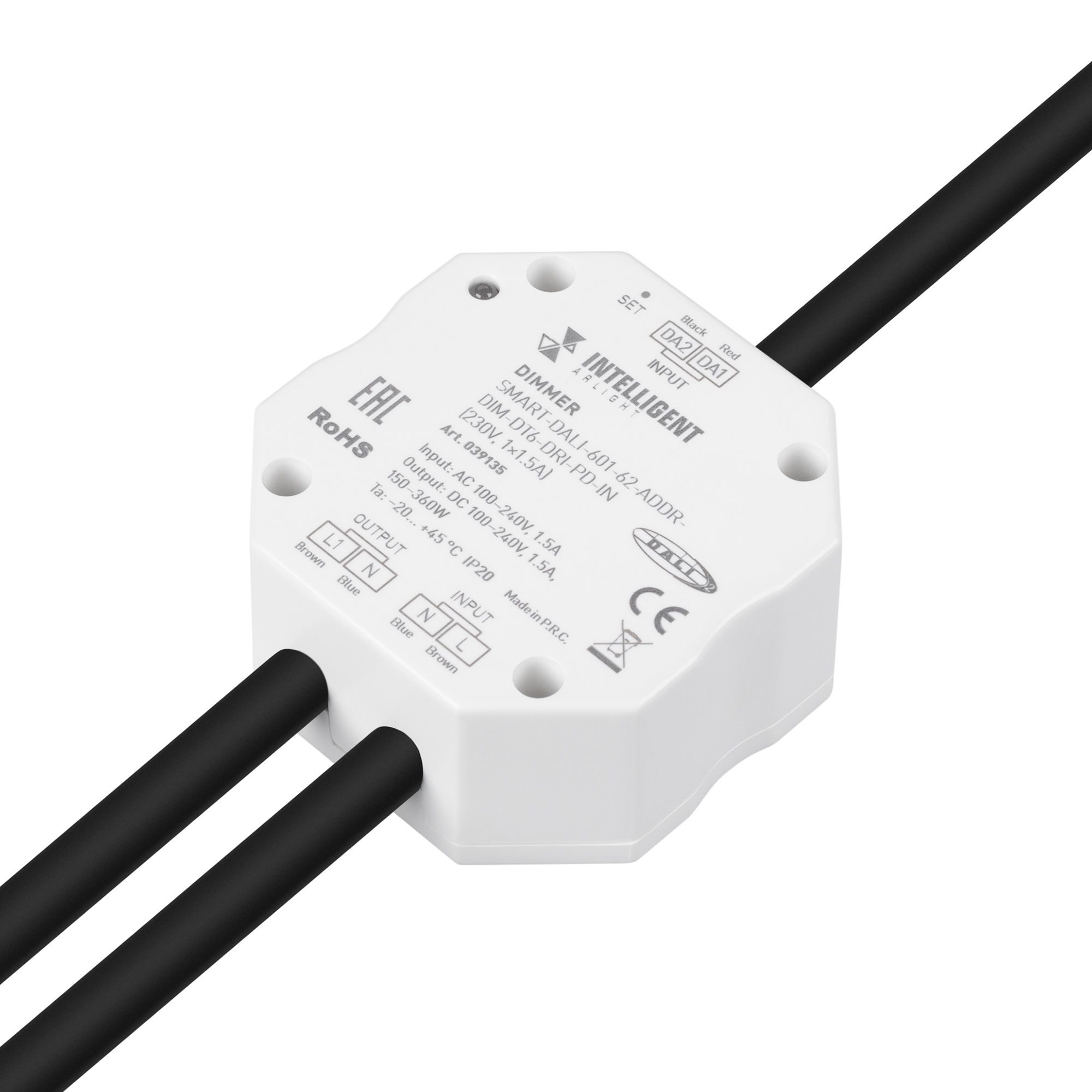 Фото товара INTELLIGENT ARLIGHT Диммер SMART-DALI-601-62-ADDR-DIM-DT6-DRI-PD-IN (230V, 1x1.5A) 039135