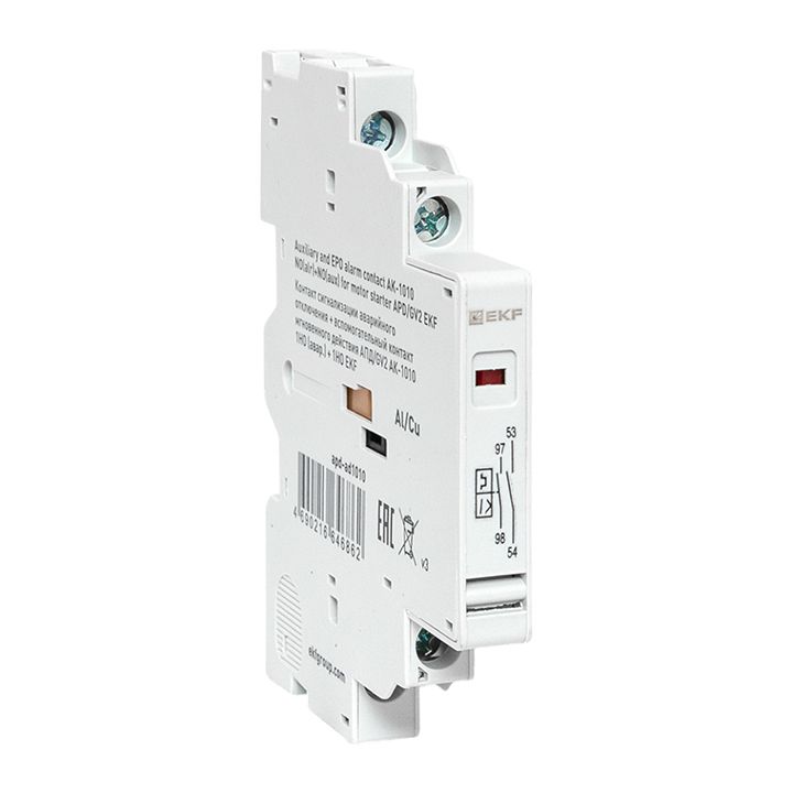 Фото товара Контакт сигнализации аварийного отключения + вспомогательный контакт мгновенного действия АПД/GV2 АК-1010 1НО (авар.) + 1НО EKF apd-ad1010
