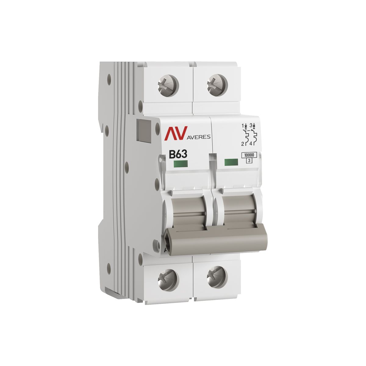Фото товара mcb10-2-63B-av Выключатель автоматический AV-10 2P 63A (B) 10kA EKF AVERES(кр.1шт)