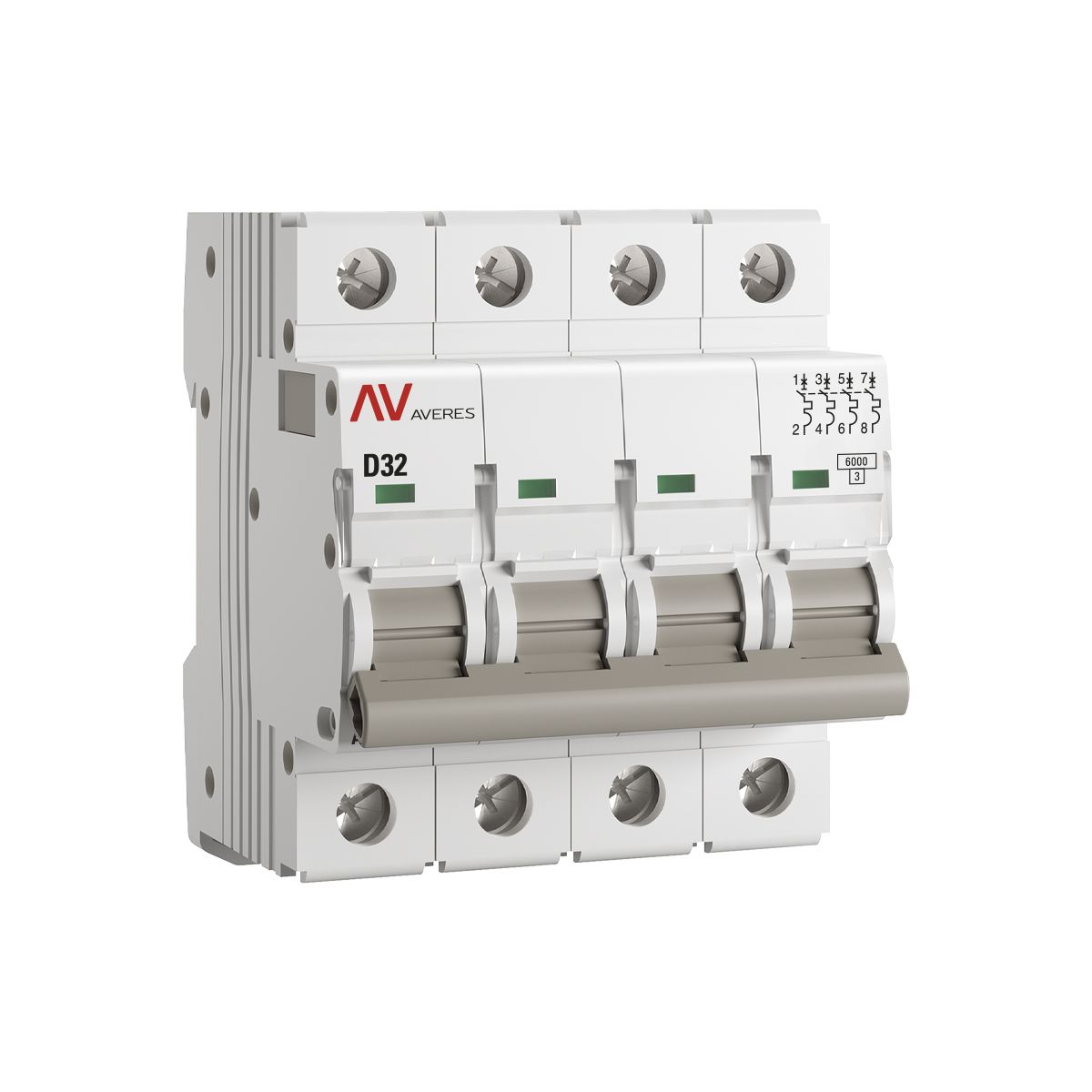 Фото товара mcb6-4-32D-av Выключатель автоматический AV-6 4P 32A (D) 6kA EKF AVERES(кр.1шт)