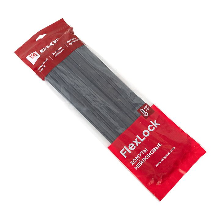 Хомут P6.6 стандартный (ч), 7.6x450 (100шт) FlexLock PROxima plc-fl-ctsb-7.6x450