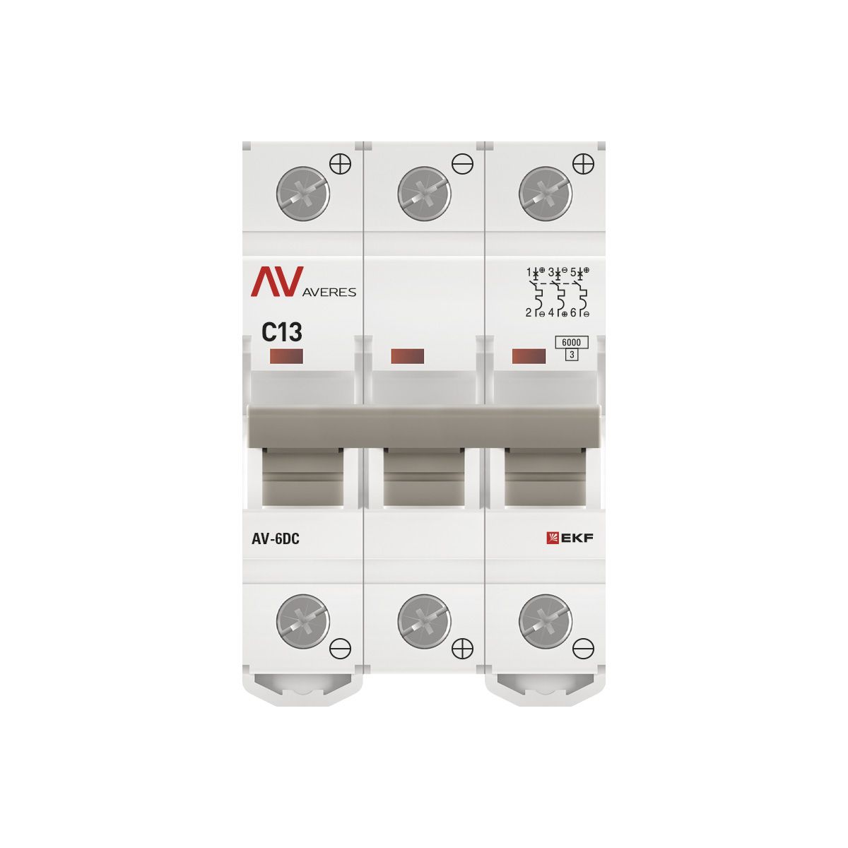 Фото товара mcb6-DC-3-13C-av Выключатель автоматический AV-6 DC 3P 13A (C) 6kA EKF AVERES(кр.1шт)