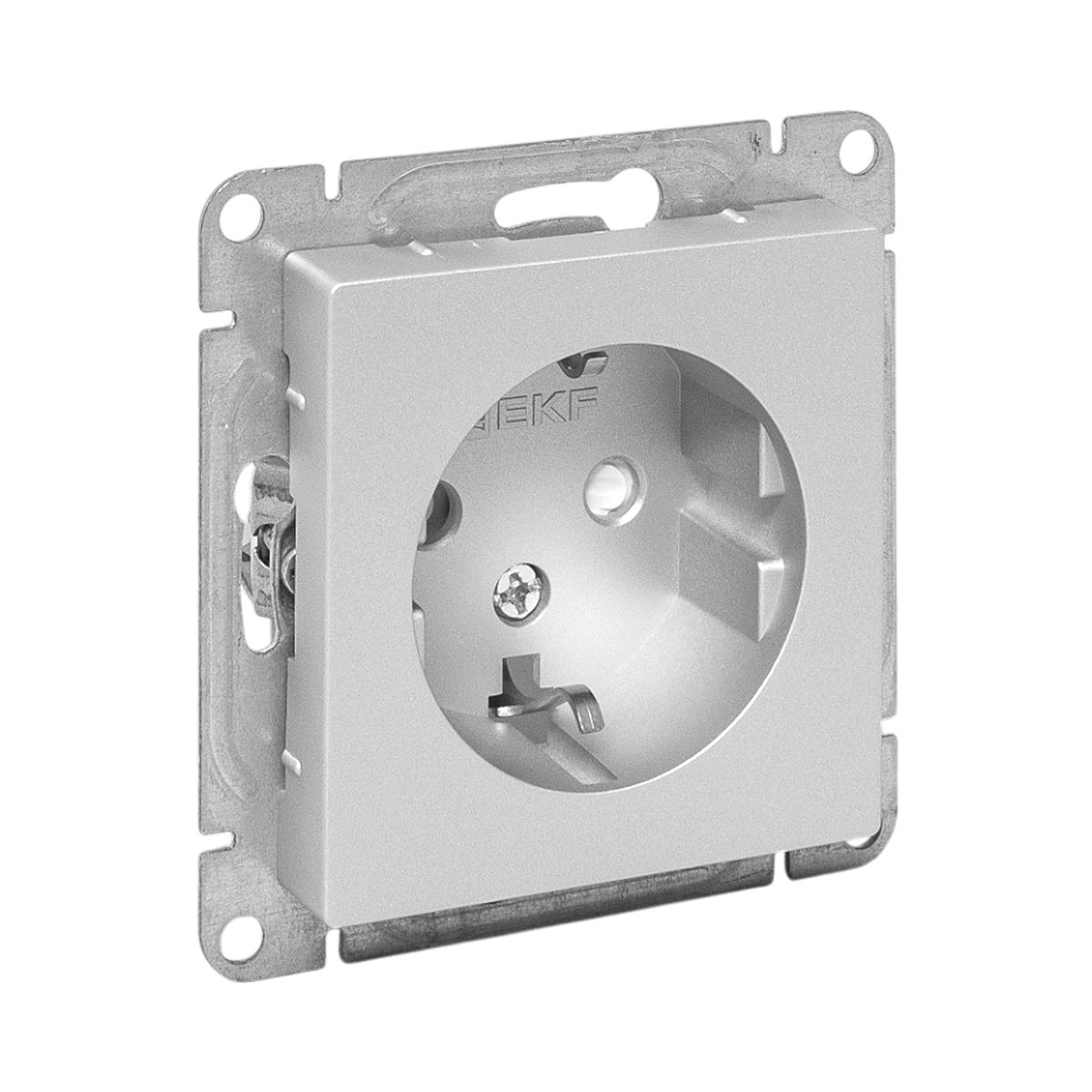 Механизм розетки, 16А, с заземлением, со шторками, алюминий Эпика EKF UP1-SOA-111