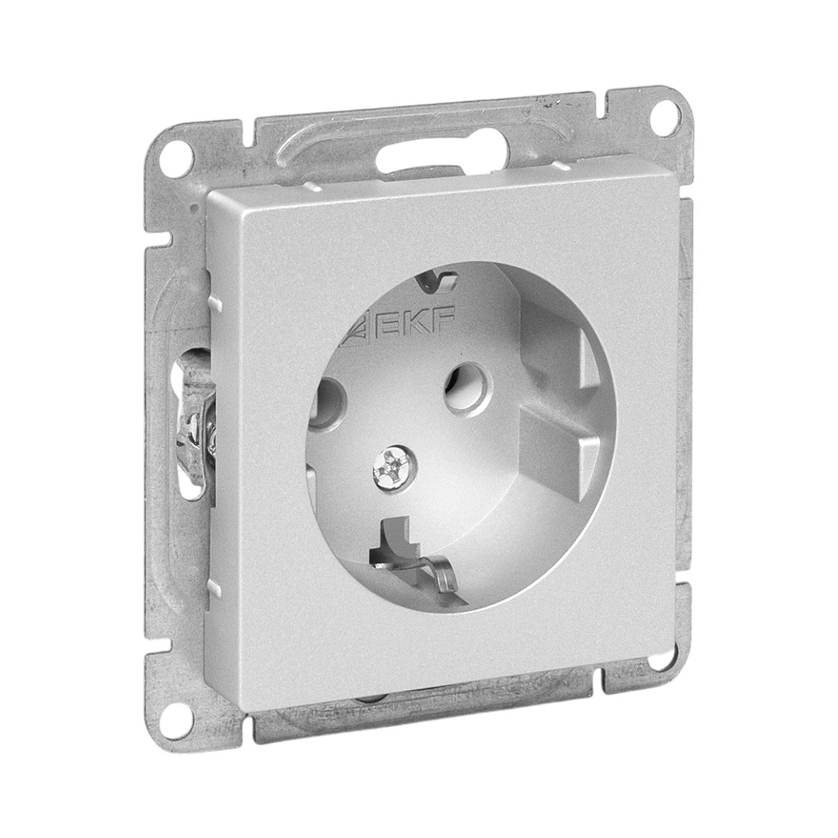Механизм розетки, 16А, с заземлением, без шторок, алюминий Эпика EKF UP1-SOA-110