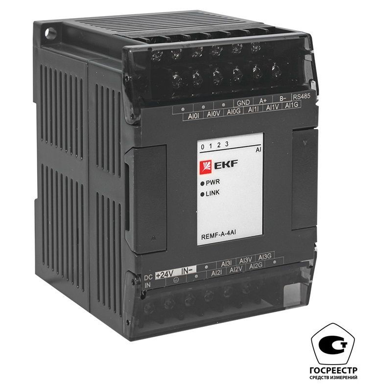 Фото товара Модуль аналогового ввода REMF 4 PRO-Logic EKF (с поверкой) REMF-A-4AI-V