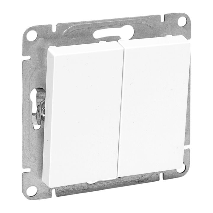 Механизм выключателя, двухклавишный, кнопочный, белый Эпика EKF UP1-SWW-23