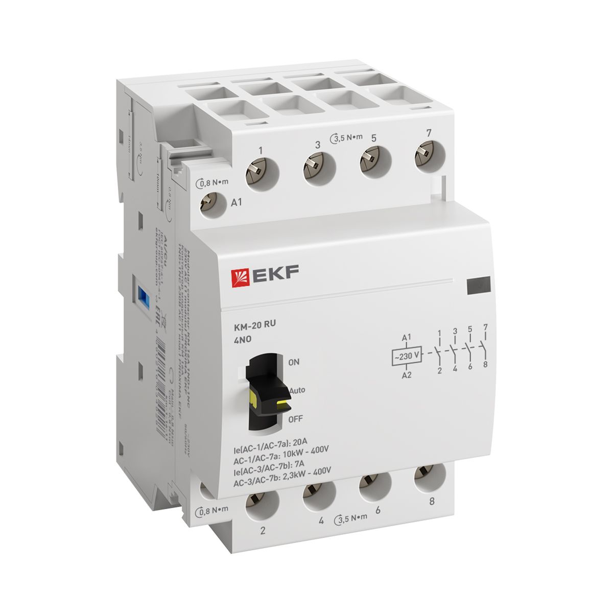 Контактор модульный КМ РУ 20А 4NO (3 мод.) PROxima km-3m-20-40