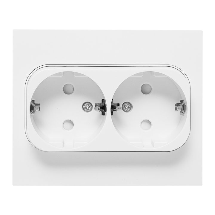 Розетка 2-м СП Стокгольм 16А IP20 с заземл. защ. шторки бел. PROxima EXR16-128-10