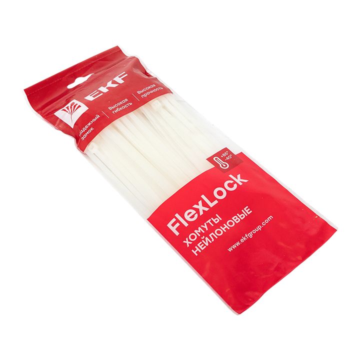 Хомут P6.6 4.8х200 FlexLock стандартный бел. (уп.100шт) PROxima plc-fl-ctsw-4.8x200
