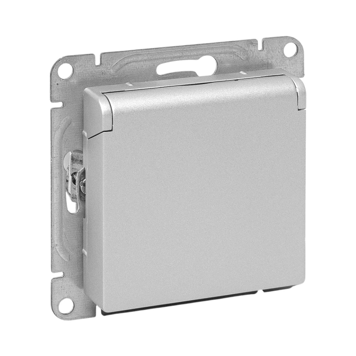 Механизм розетки, 16А, IP44, с заземлением, со шторками, c крышкой, алюминий Эпика EKF UP1-SOA-111-44