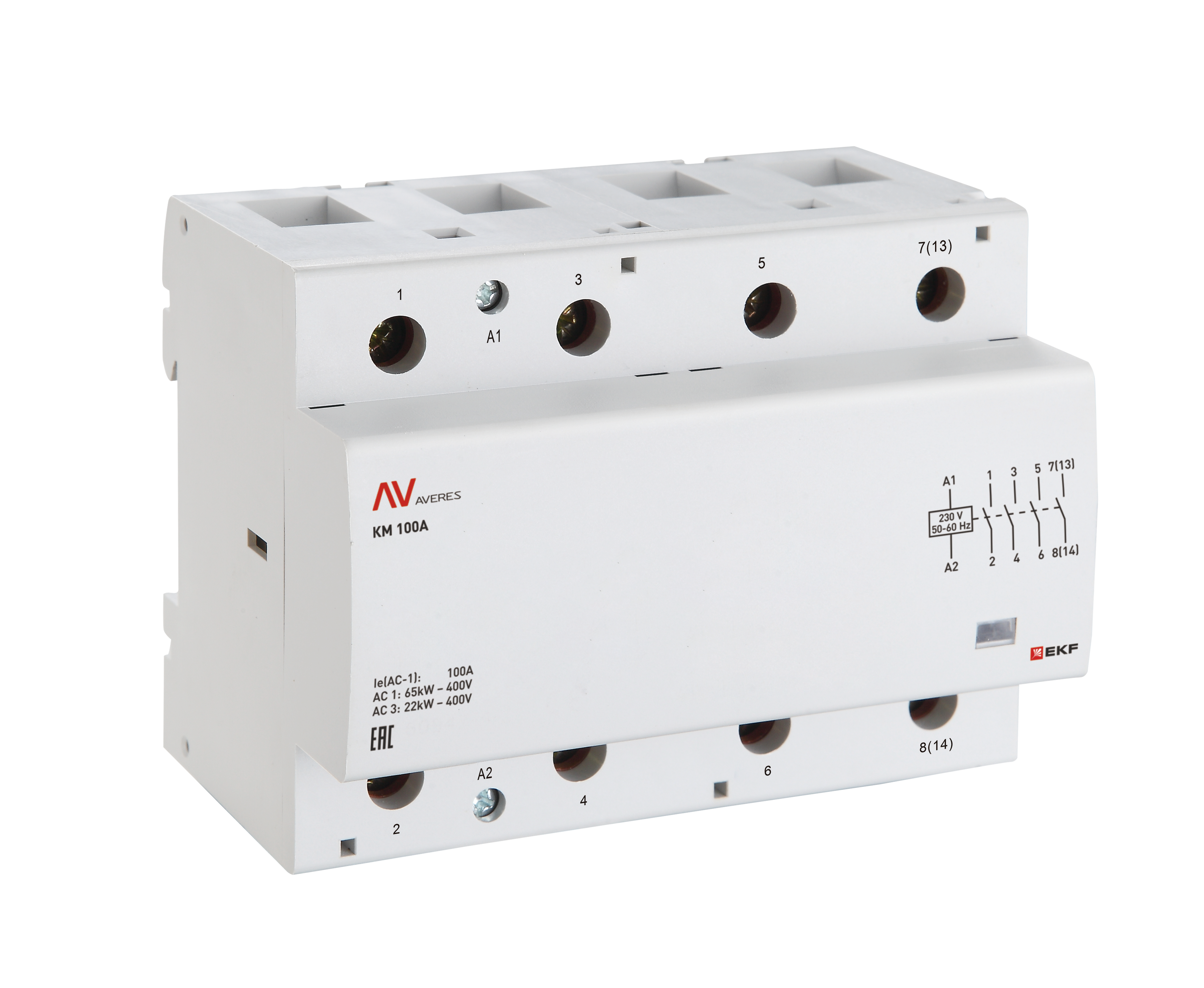 Контактор модульный КМ 100А 4NO 230VAC (6 мод.) AVERES EKF km-av-6-100-40-230V