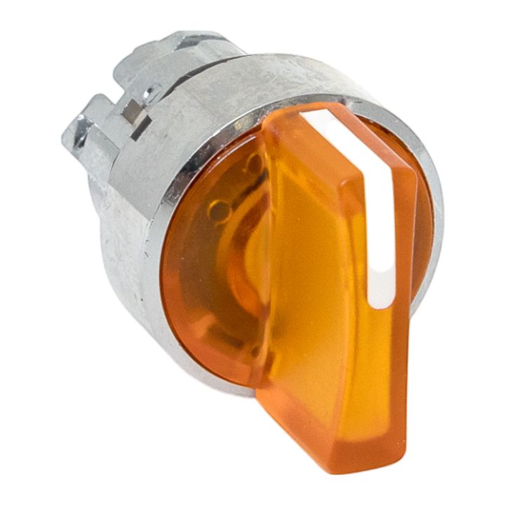 Исполнительный механизм переключателя ХB4 желтый на 2 положения с фиксацией, с подсветкой с короткой ручкой IP65 EKF XB4BD2FL-Y-65