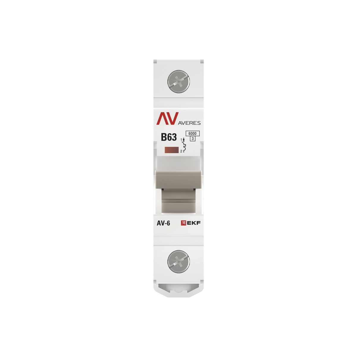 Фото товара mcb6-1-63B-av Выключатель автоматический AV-6 1P 63A (B) 6kA EKF AVERES(кр.1шт)