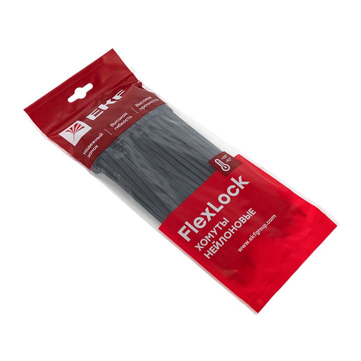 Хомут P6.6 стандартный (ч), 4.6x180 (100шт) FlexLock PROxima plc-fl-ctsb-4.6x180