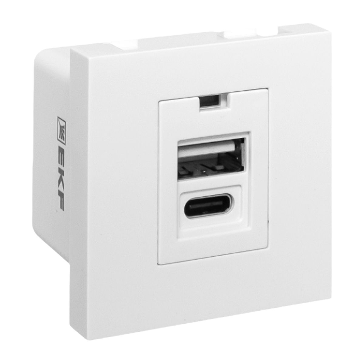 Фото товара Розетка USB A+C, 2.1А, 2 гнезда, без индикатора, белая EKF