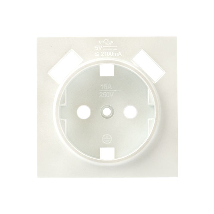 Валенсия лицевая панель розетки 1-местной с/з 16А жемчуг с защ. штор. с 2 USB 2,1А PROxima ESR16-L-028-50-2USB