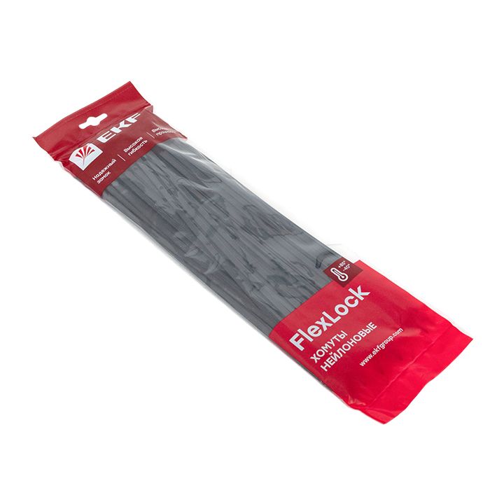 Хомут P6.6 стандартный (ч), 7.6x300 (100шт) FlexLock PROxima plc-fl-ctsb-7.6x300