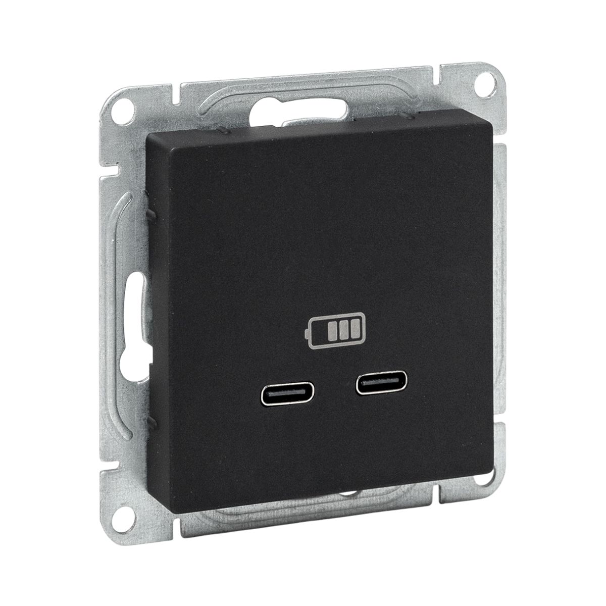 Механизм розетки USB-C - 2шт, ч-рный Эпика EKF UP1-SOB-2USBC