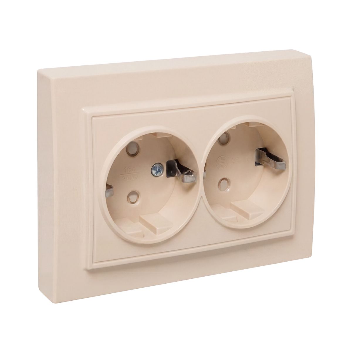 Розетка 2-м СП Минск 16А IP20 с заземл. защ. шторки бел. Basic ERR16-128-100