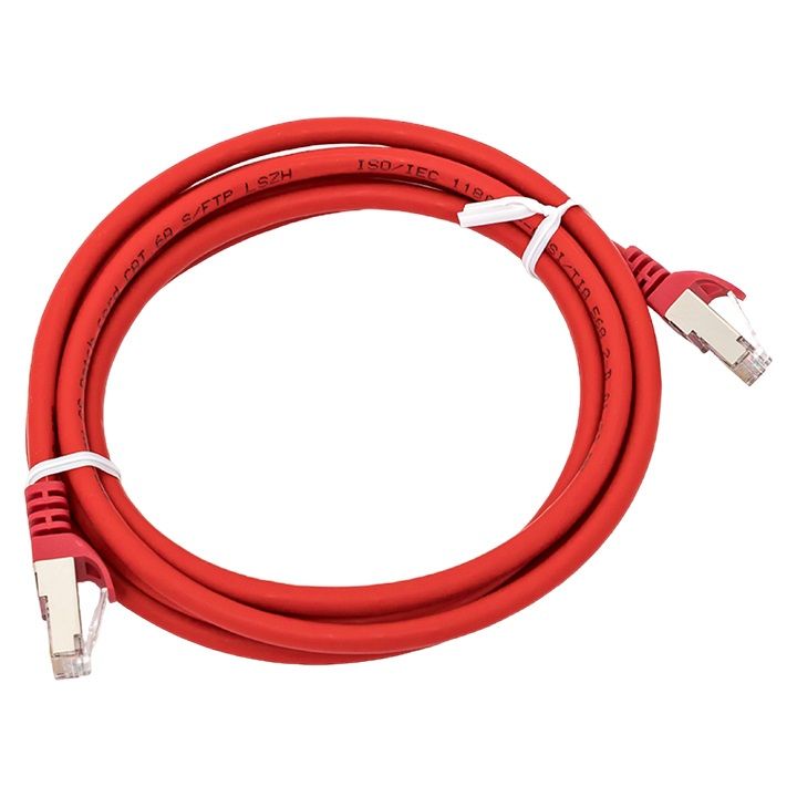 Фото товара Патч-корд TERACOM CS Cat.6A экранированный S/FTP оболочка LSZH красный (3,0м) TRCS-6ASF-LSH-3M-RD