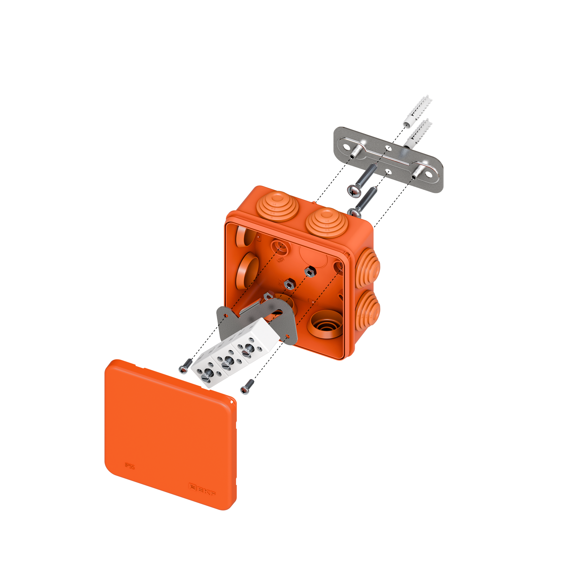 Коробка огнестойкая E45 85х85х40мм с клеммниками 6 полюсов 0,5-10мм2 IP55 HF EKF plc-kmfr-85-610