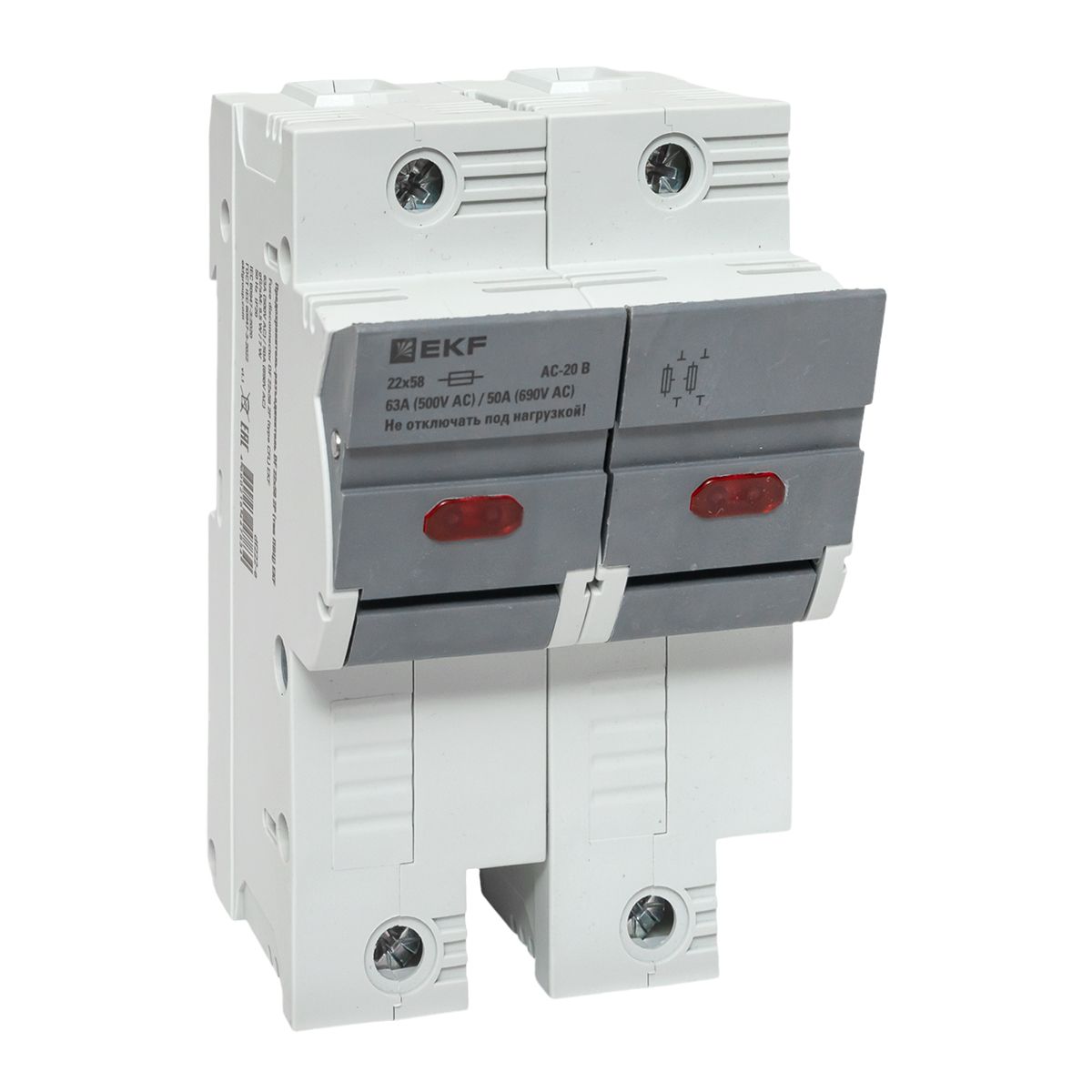Фото товара Предохранитель-разъединитель DF 22х58 2Р (тип ПВЦ) EKF