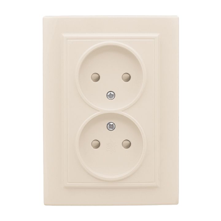 Розетка 2-мест. СП б/з 10А бежевый с защ. штор. Минск ERR10-102-200