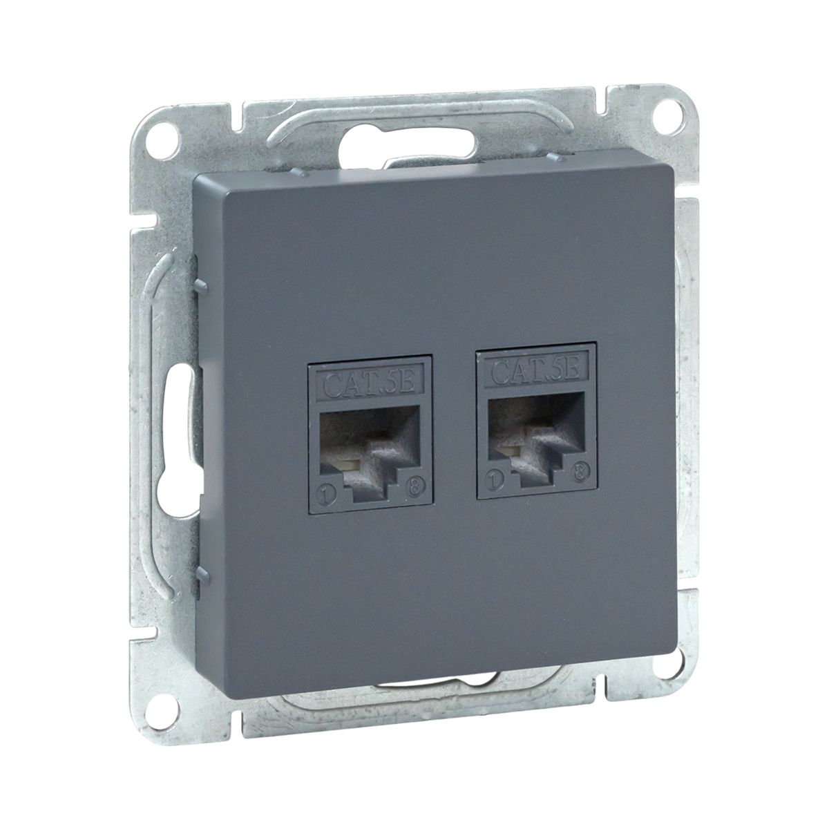 Механизм розетки RJ45 - 2шт, (cat5), графит Эпика EKF UP1-SOG-2RJ45-5
