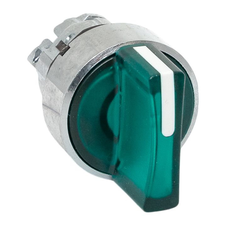 Исполнительный механизм переключателя ХB4 зеленый на 2 положения возвратный без фиксации, с подсветкой с короткой ручк IP65 EKF XB4BD2L-G-65