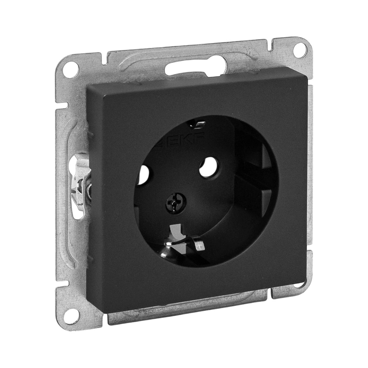 Механизм розетки, 16А, с заземлением, без шторок, ч-рный Эпика EKF UP1-SOB-110