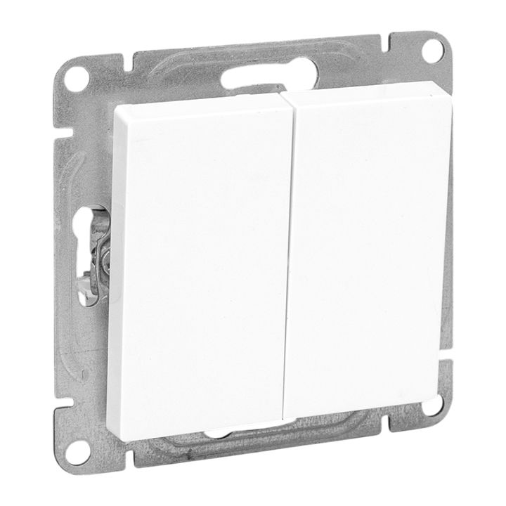 Механизм выключателя, двухклавишный, проходной, белый Эпика EKF UP1-SWW-21