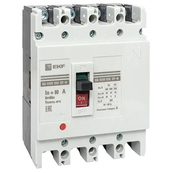 Выключатель автоматический ВА-99М 63/16А 3P+N 25кА EKF PROxima mccb99-63-16m-4P