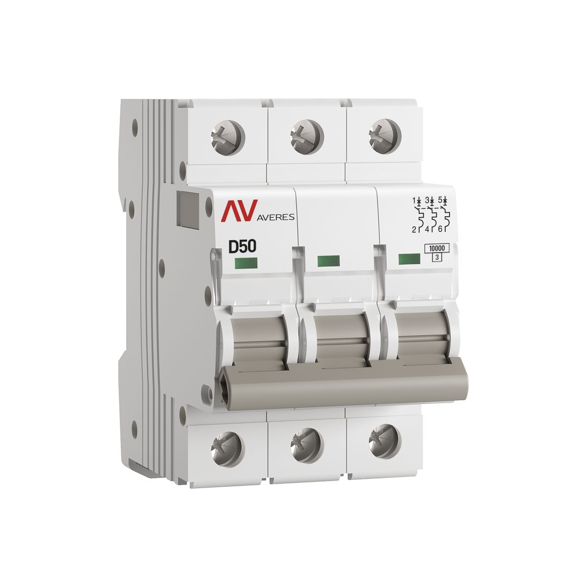 Фото товара mcb10-3-50D-av Выключатель автоматический AV-10 3P 50A (D) 10kA EKF AVERES(кр.1шт)