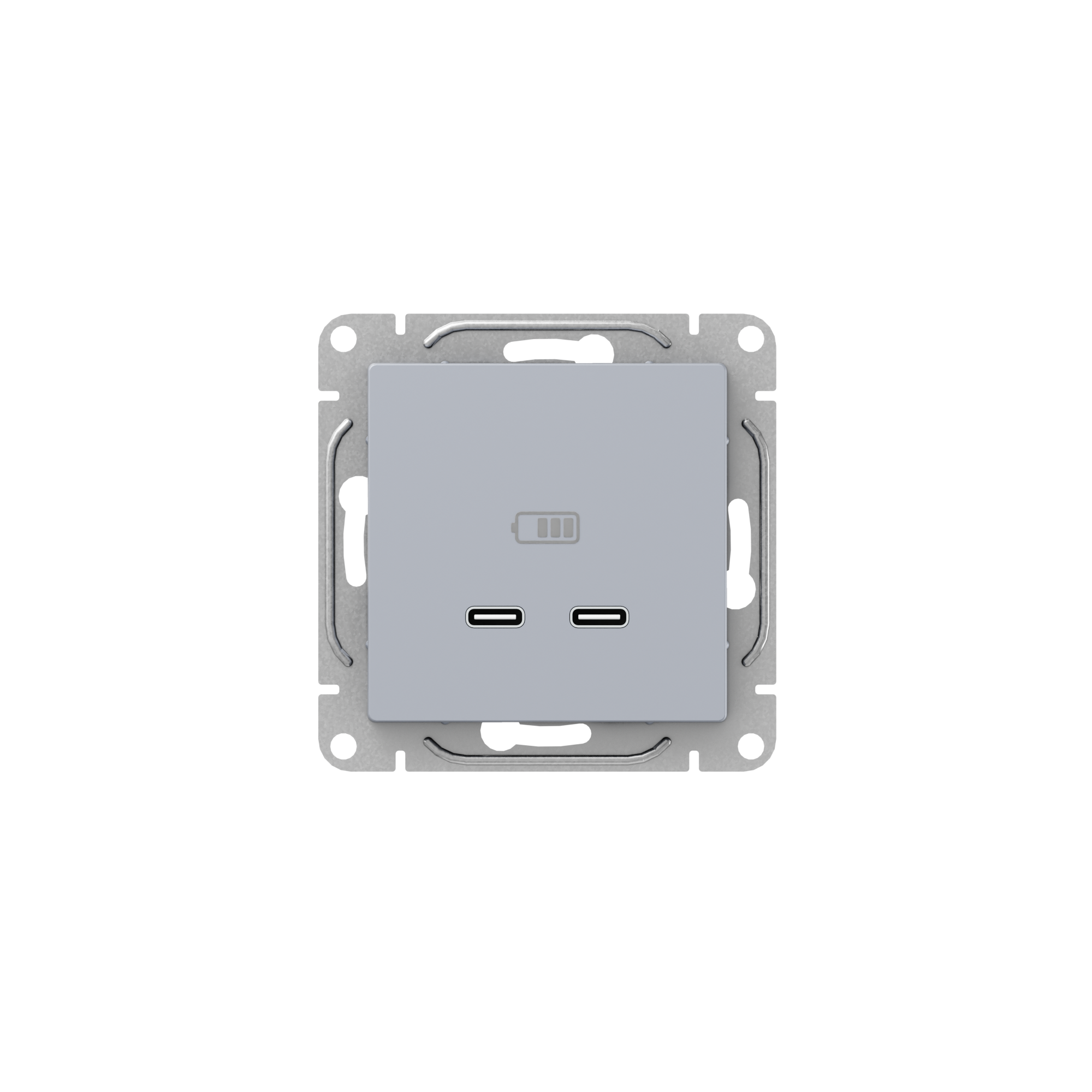Механизм розетки USB-C - 2шт, алюминий Эпика EKF UP1-SOA-2USBC