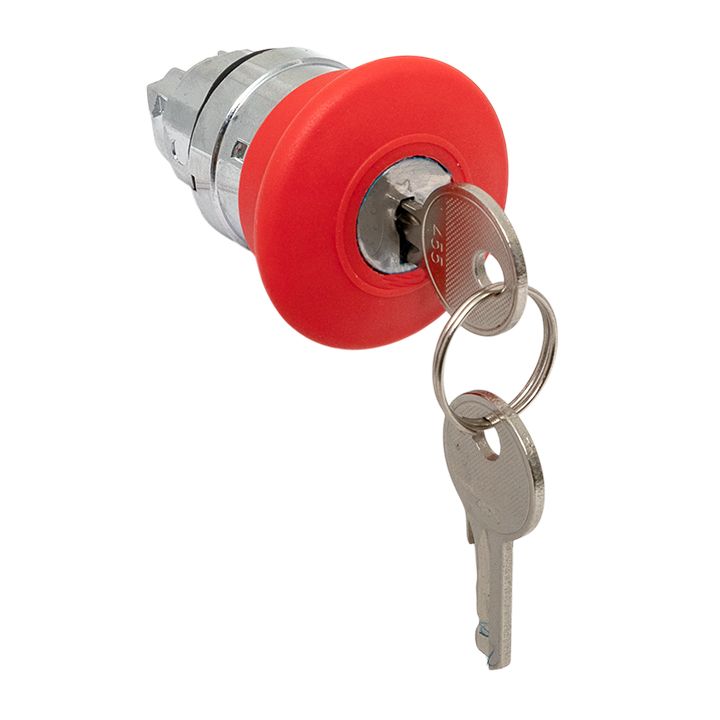 Исполнительный механизм кнопки XB4 "Грибок" красный поворотный с фиксацией с замком IP65 EKF XB4BA1F-R-65