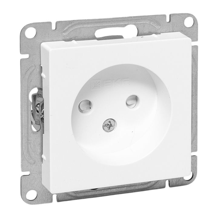 Механизм розетки, 16А, без заземления, со шторками, белый Эпика EKF UP1-SOW-101