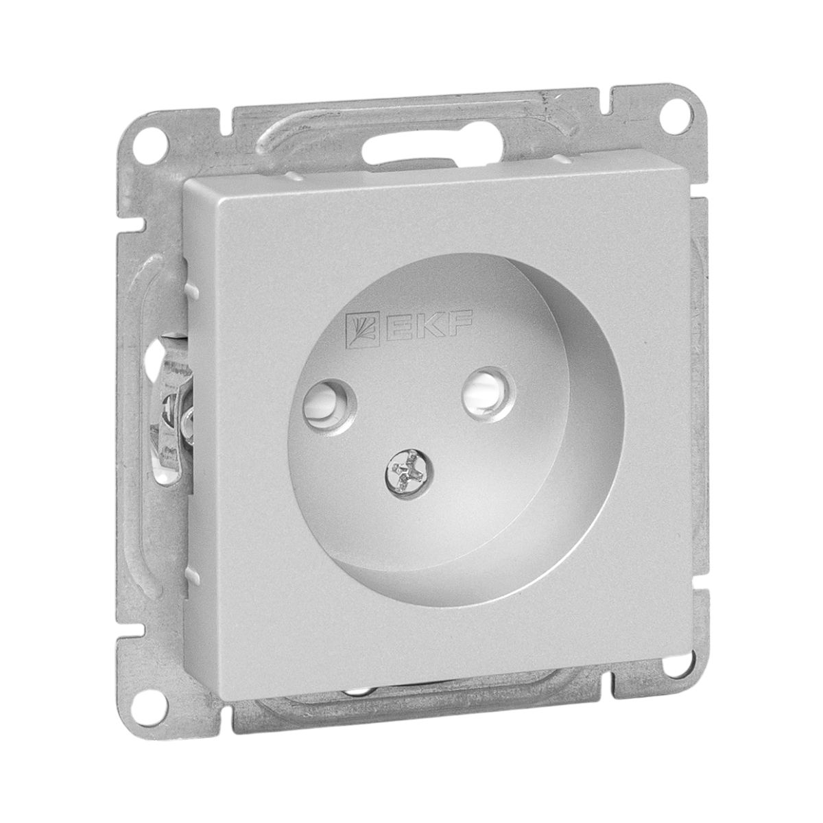 Механизм розетки, 16А, без заземления, со шторками, алюминий Эпика EKF UP1-SOA-101