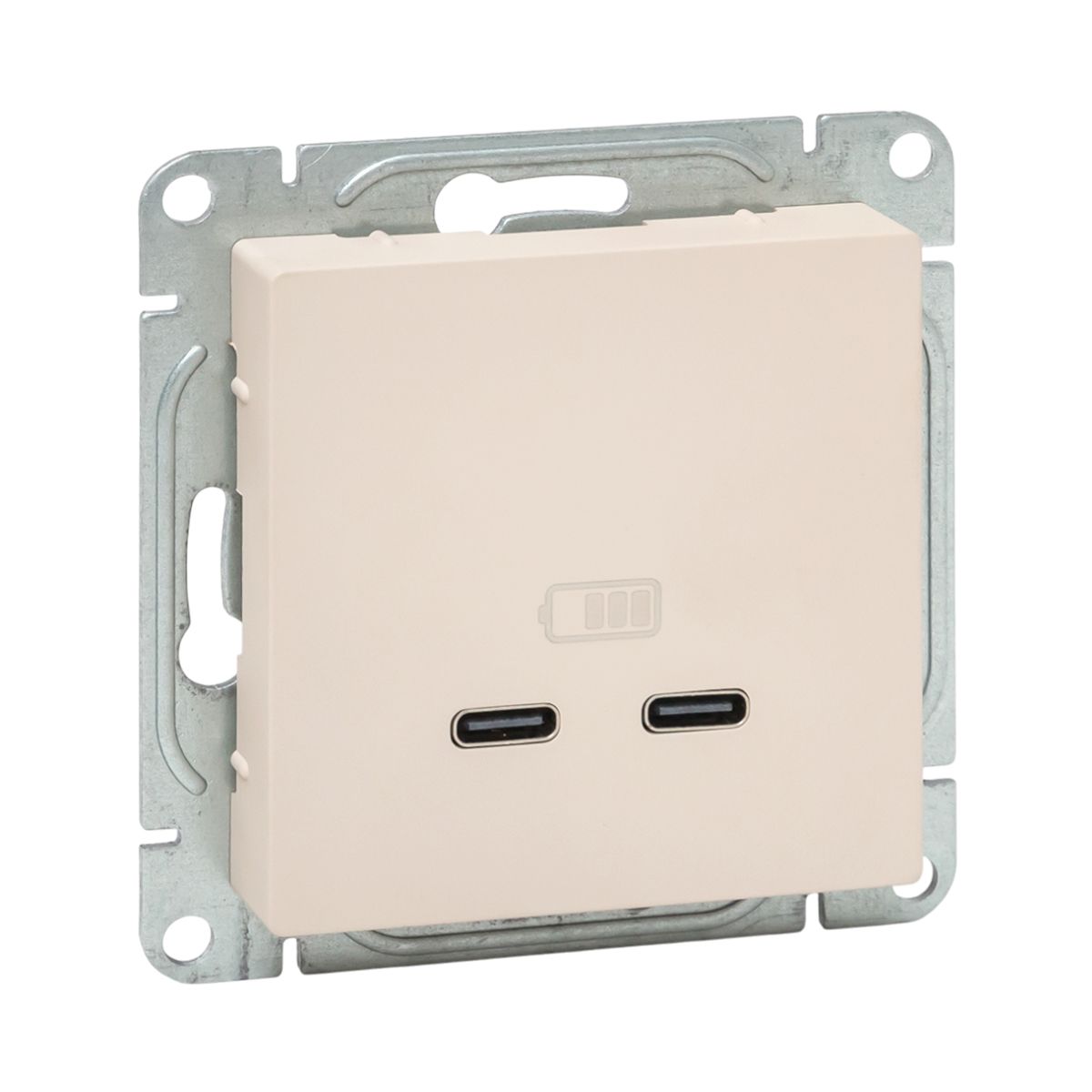 Механизм розетки USB-C - 2шт, кремовый Эпика EKF UP1-SOI-2USBC