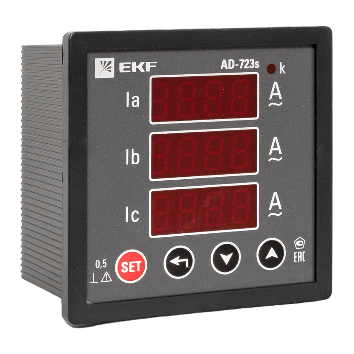 Амперметр AD-723s цифровой на панель 72x72 (квадратный вырез) трехфазный в коротком корпусе EKF PROxima AD-723s