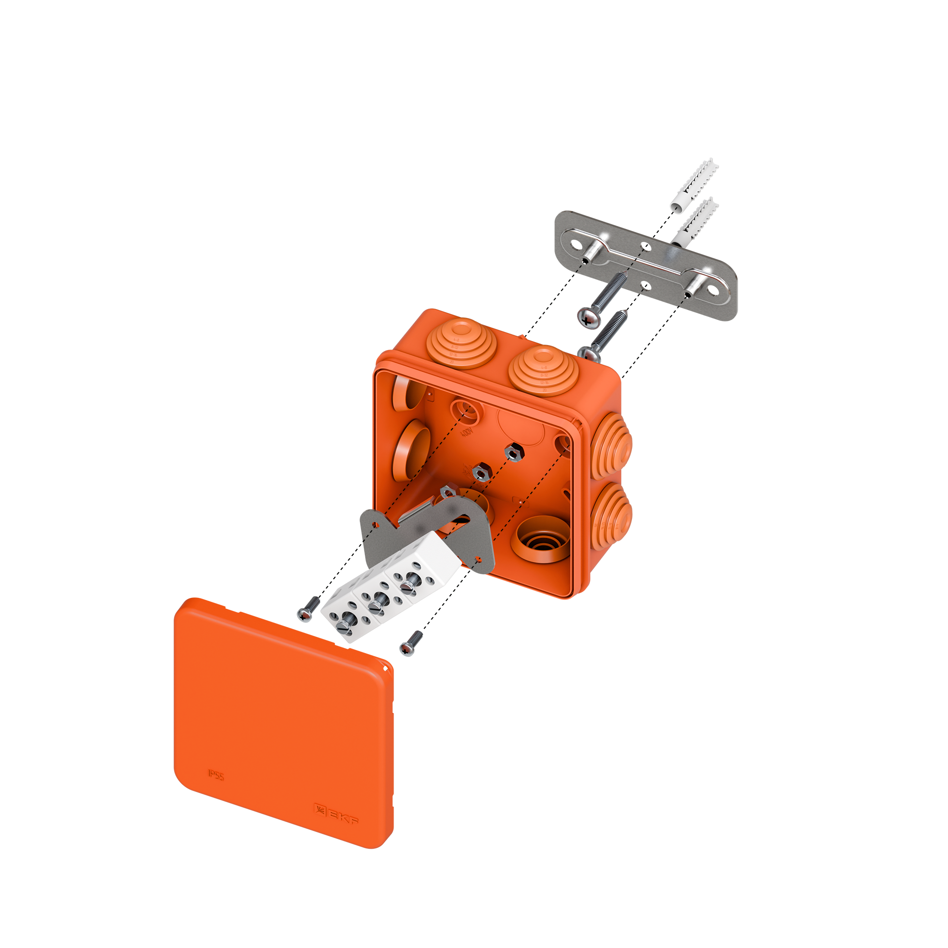 Коробка огнестойкая E45 85x85x40мм с клеммниками 6 полюсов 0,5-6мм2 IP55 HF EKF plc-kmfr-85-606