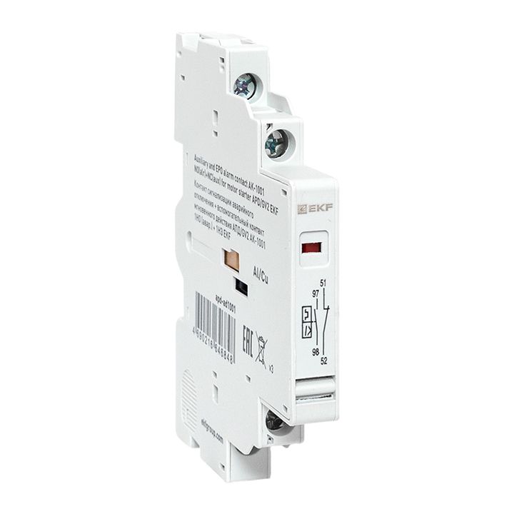 Фото товара Контакт сигнализации аварийного отключения + вспомогательный контакт мгновенного действия АПД/GV2 АК-1001 1НО (авар.) + 1НЗ EKF apd-ad1001