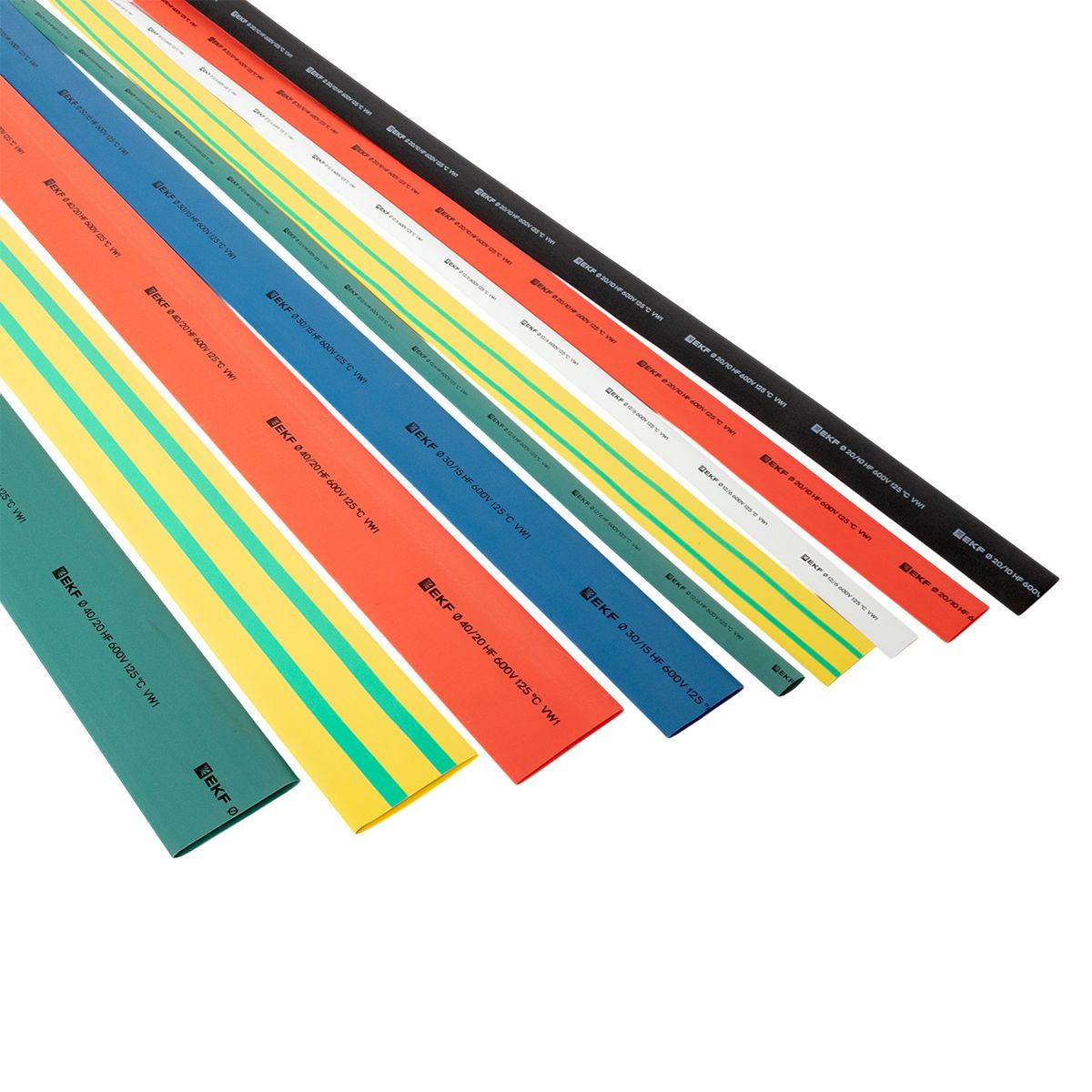 Набор трубок термоусадочных ТУТ 10/5; 12/6; 16/8; 20/10; 25/12.5; 30/15; 40/20 (7 цветов по 7шт 1м) PROxima tut-n-1-r