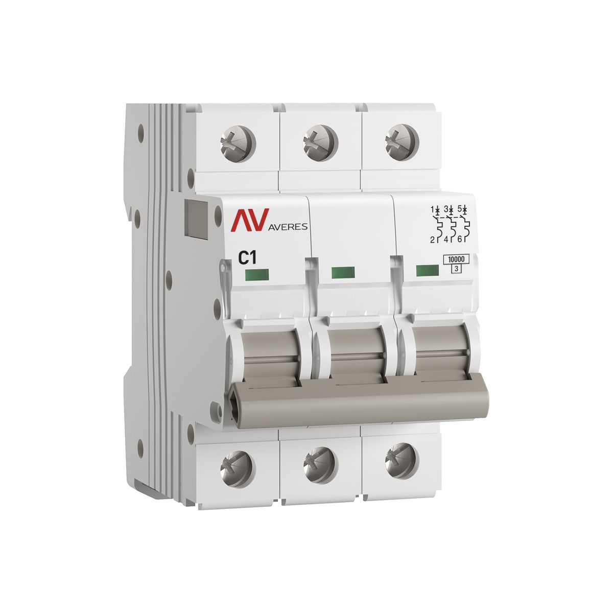 Фото товара mcb10-3-01C-av Выключатель автоматический AV-10 3P 1A (C) 10kA EKF AVERES(кр.1шт)